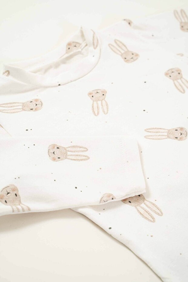 طقم بيجامة أطفال بنقشة أرنب - 2