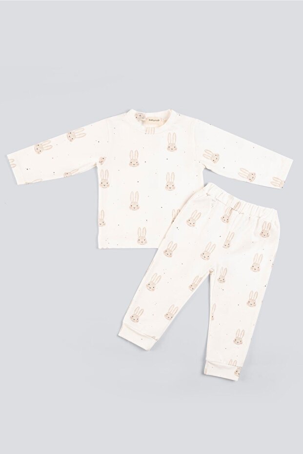 طقم بيجامة أطفال بنقشة أرنب - 4