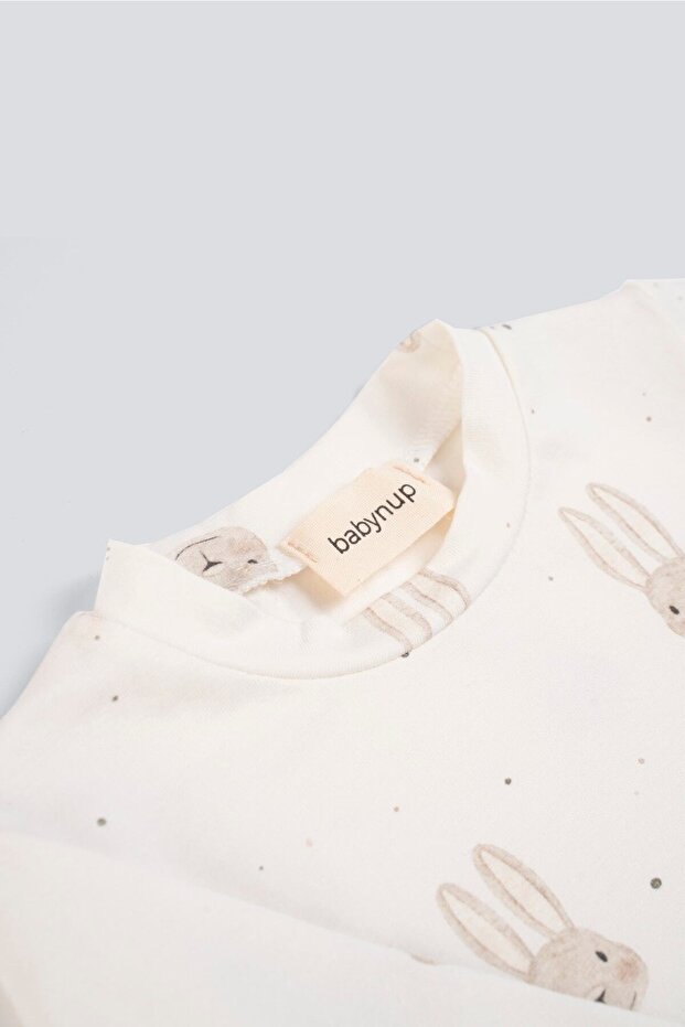 طقم بيجامة أطفال بنقشة أرنب - 5