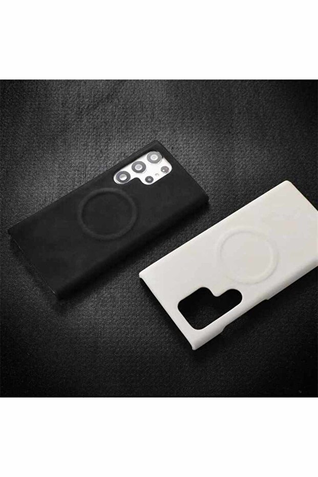 Samsung Galaxy S23 Ultra Uyumlu Deri Magsafe Kılıf Yüksek Kaliteli Kablosuz Şarj Destekli Manyetik - 4