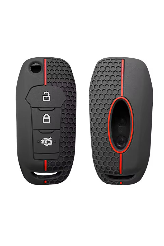 حافظة مفتاح الربط - حافظة مفاتيح سوداء/حمراء لسيارة Kuga Mondeo Ranger Ecosport Focus Bmax Cmax Smax