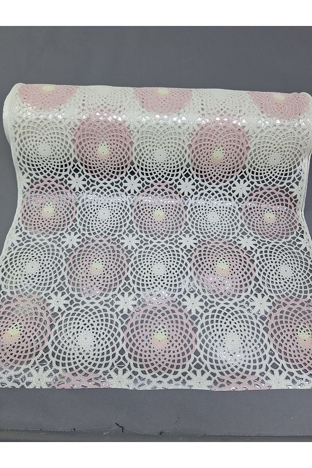 PVC KÜPÜR DANTEL RAF VE DOLAP ÖRTÜSÜ RUNNER  (PEMBE) - 1