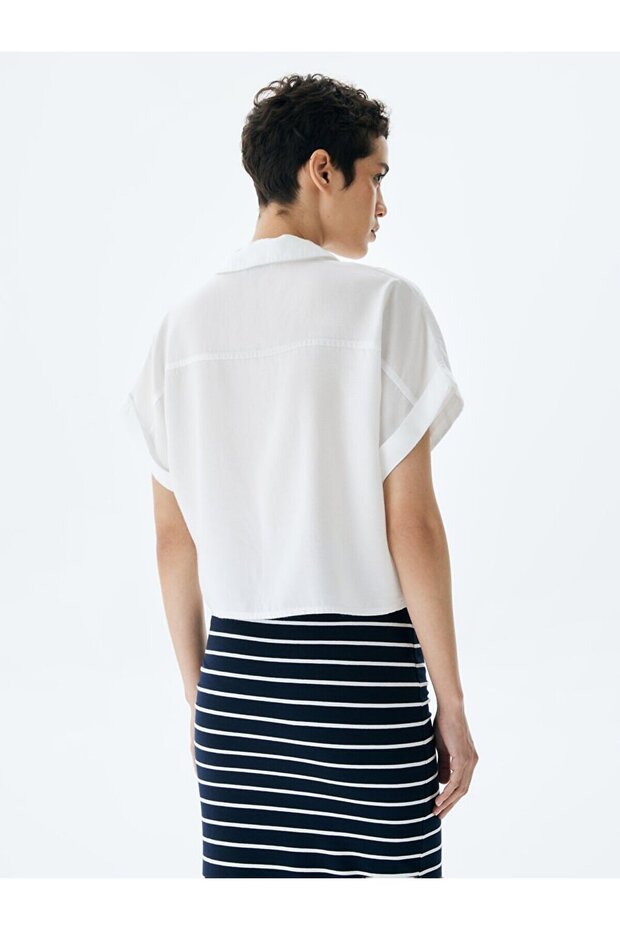 Basıc Kısa Kol Beyaz Gömlek - 3