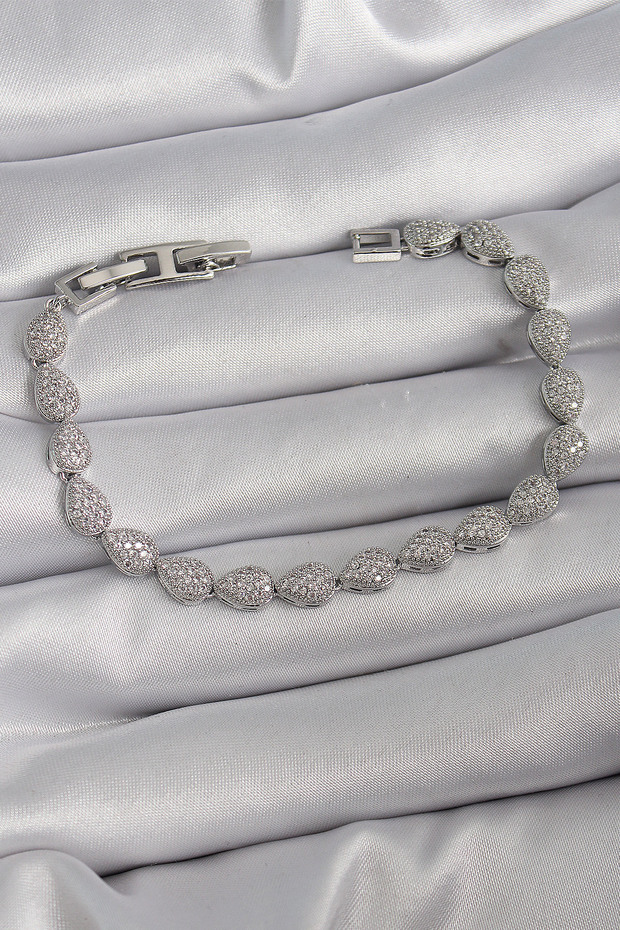 Brass Silver Color Zircon Stone Drop Model Vip Series Women's Bracelet Tj-Bb6486