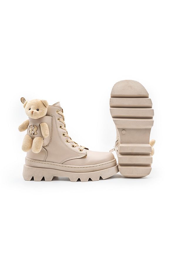 Unisex Erkek-Kız Çocuk Ayıcık Suya Dayanıklı Bağcıklı Kışlık Tüylü İç Astarlı Bot Ayakkabı FK3374 - 3