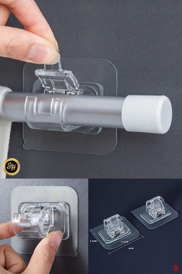 Boru Askılığı  4 Adet 6x6cm Şeffaf Güçlü Kendinden Yapışkanlı Kapı Duvar Askıları Ağır Yük Taşıma - 1