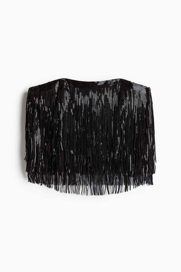 Sequin-fringed bandeau top