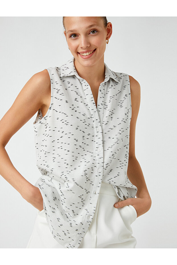 Patterned Sleeveless Shirt - 1