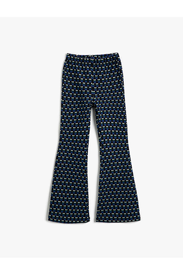 Flared Leg Trousers with Elastic Waist