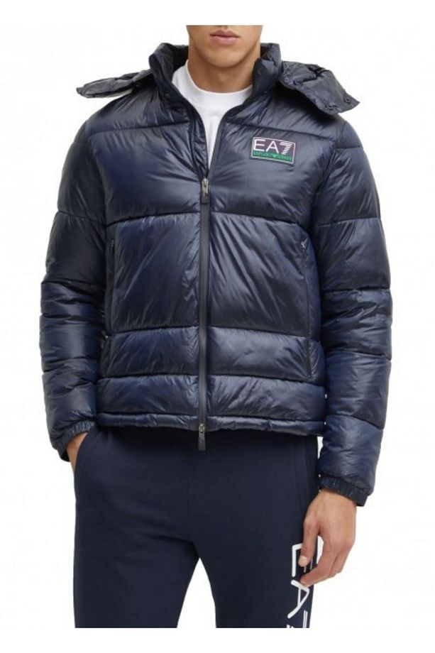 Erkek Kapitoneli Regular Fit Kapüşonlu Şişme Mavi Ceket 6DPB71 PN2MZ-1562 - 1