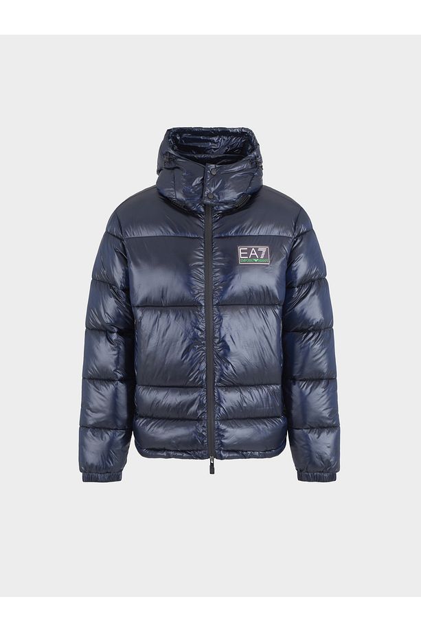 Erkek Kapitoneli Regular Fit Kapüşonlu Şişme Mavi Ceket 6DPB71 PN2MZ-1562 - 4