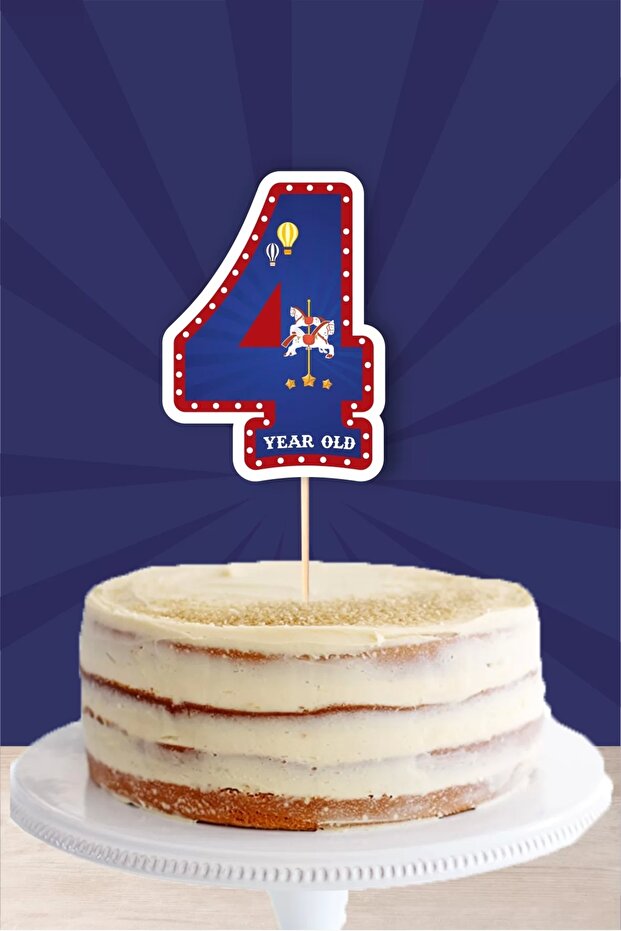 Amusement Park Themed 4 Year Old (four) Cake Decoration *thick Paper