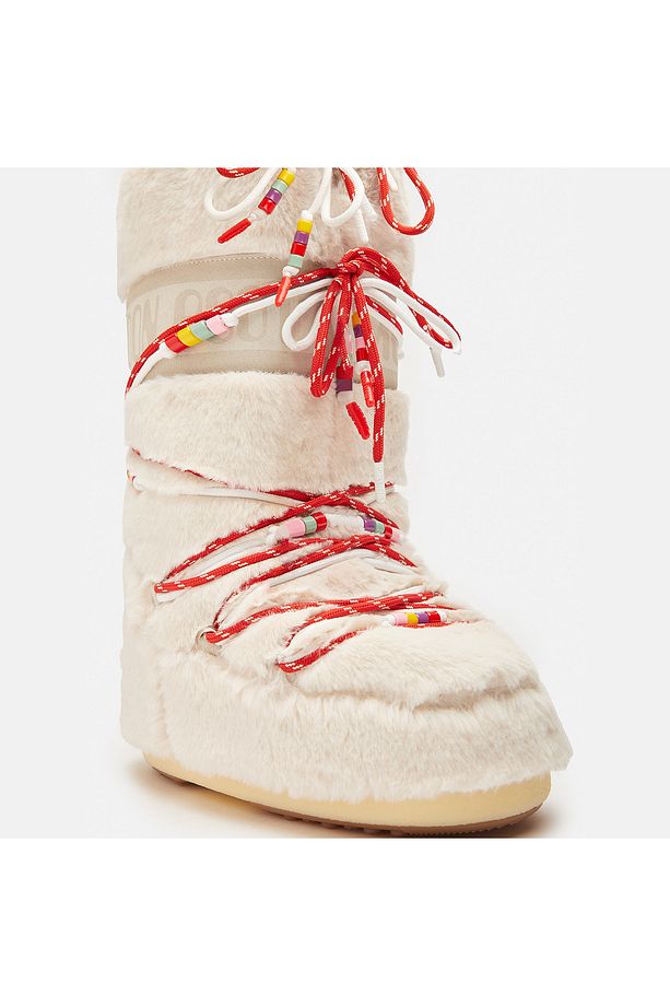 Kadın / Kız Bot (Kar) 80D1408990-L002 Moon Boot Icon Faux Fur Beads Cream - 3