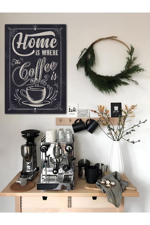 Mutfak Kahve Köşesi coffee menü Yazılı fincan kupa Dekor Konsept Tablo MDF Baskı - 1