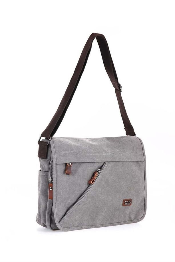 ÇÇS London 31472 Kanvas Postacı Evrak Çantası GREY - 2