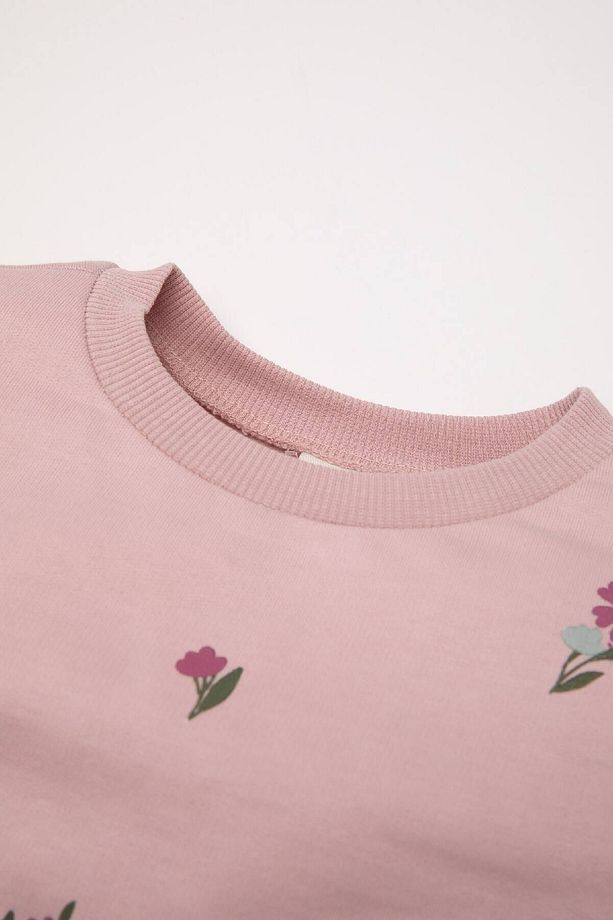 Kız Bebek Çiçekli Sweatshirt Tayt 2'li Takım D5417a5ns - 3