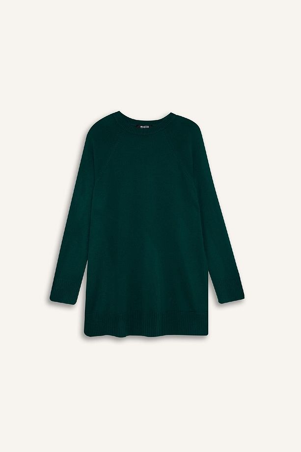 Regular Fit Bisiklet Yaka Basic Düz Triko Kazak Tunik C4474AX24AU - 7