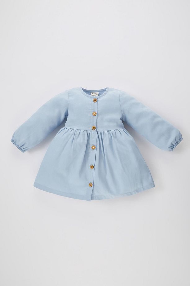 Kız Bebek Uzun Kollu Twill Basic Elbise B7735a524sp - 1