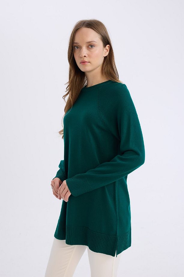 Regular Fit Bisiklet Yaka Basic Düz Triko Kazak Tunik C4474AX24AU - 3