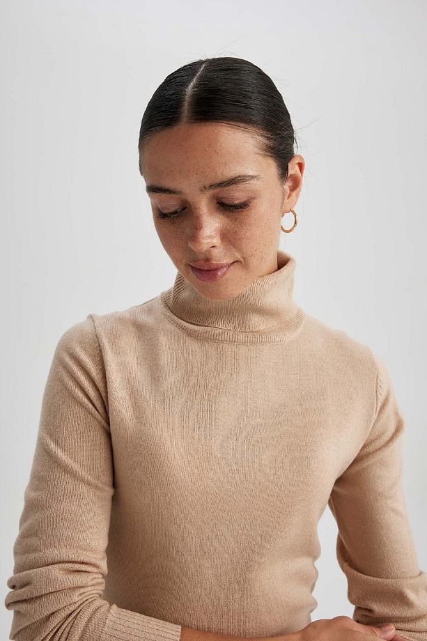 Regular Fit Yumuşak Dokulu Balıkçı Yaka Basic Düz Triko Kazak H1651az23wn - 6