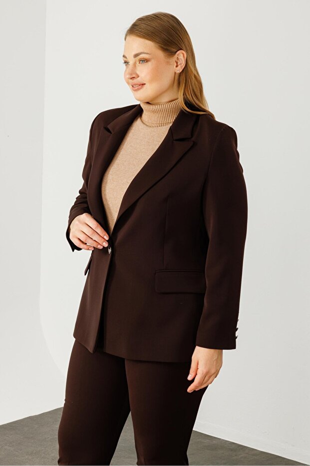 Modailgi Tek Düğmeli Klasik Ceket Kahve - 4