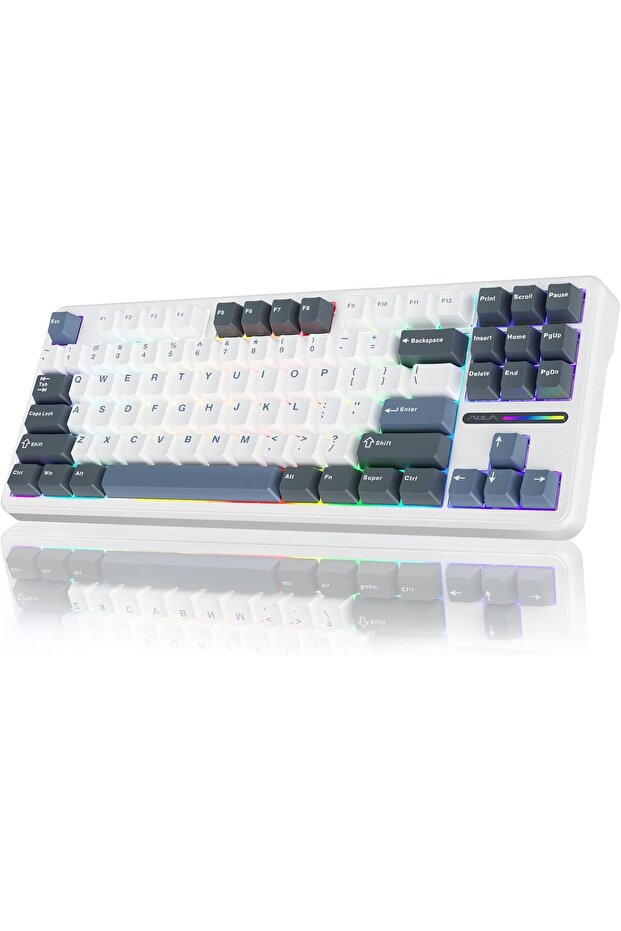 F87 80% Tri-Mode RGB Wireless Mechanical Gaming Keyboard, Greenwood V3 Switches TKL Hot Swappable