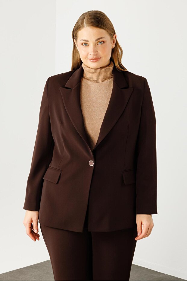 Modailgi Tek Düğmeli Klasik Ceket Kahve - 3