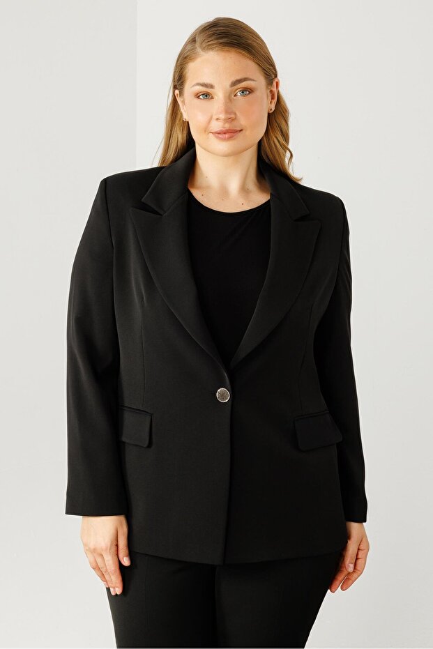 Modailgi  Tek Düğmeli Klasik Ceket Siyah - 3