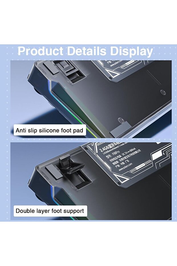 F98 PRO 95% Tri-Mode RGB Wireless Mechanical Gaming Keyboard, Crystal Switches with OLED Screen - 8