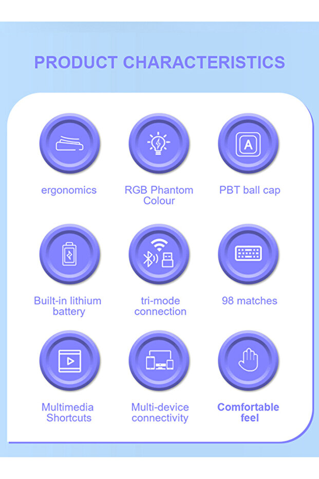 S99 Keys Tri-Mode with Media Knob Programmable Membrane Computer RGB Wireless Creamy Gaming Keyboard - 2