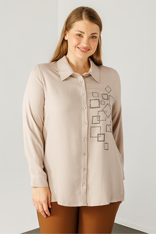 Modailgi  Yün Viskon Gömlek Bej - 3