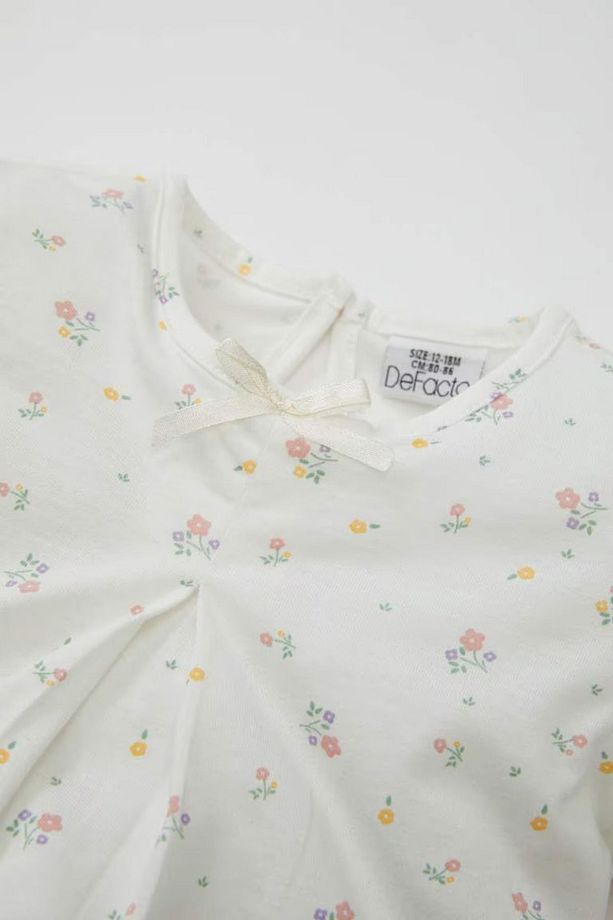 Kız Bebek Pijama Takımı Çiçekli Penye Uzun Kollu Üst Uzun Alt D1785a524au - 3