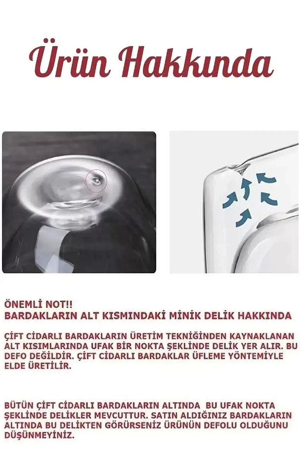 2'li Çift Cidarlı Bardak Seti Isıya Dayanıklı Espresso Sunum Bardağı Kulplu Kahve Kupası  250+350 ml - 2