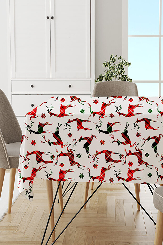 White New Year New Year Christmas Christmas Tablecloth Mso532