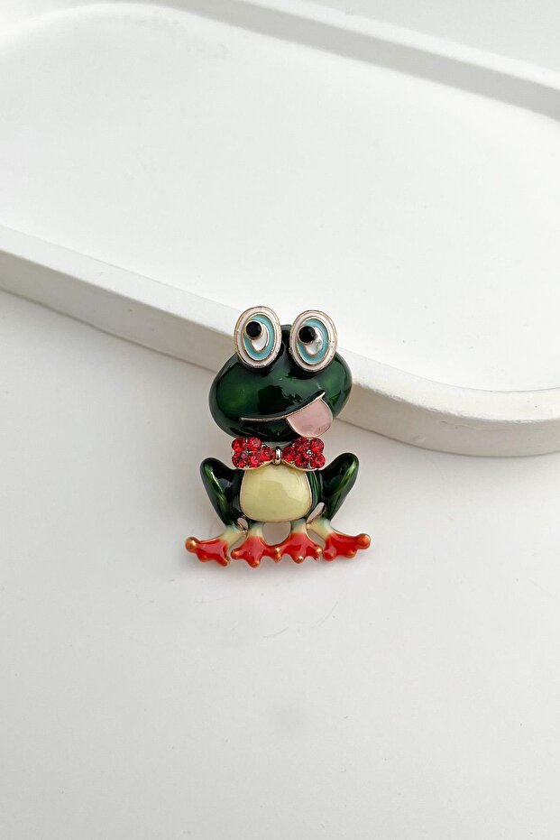 Yeşil Sevimli Kurbağa Broş (4cm) - 2