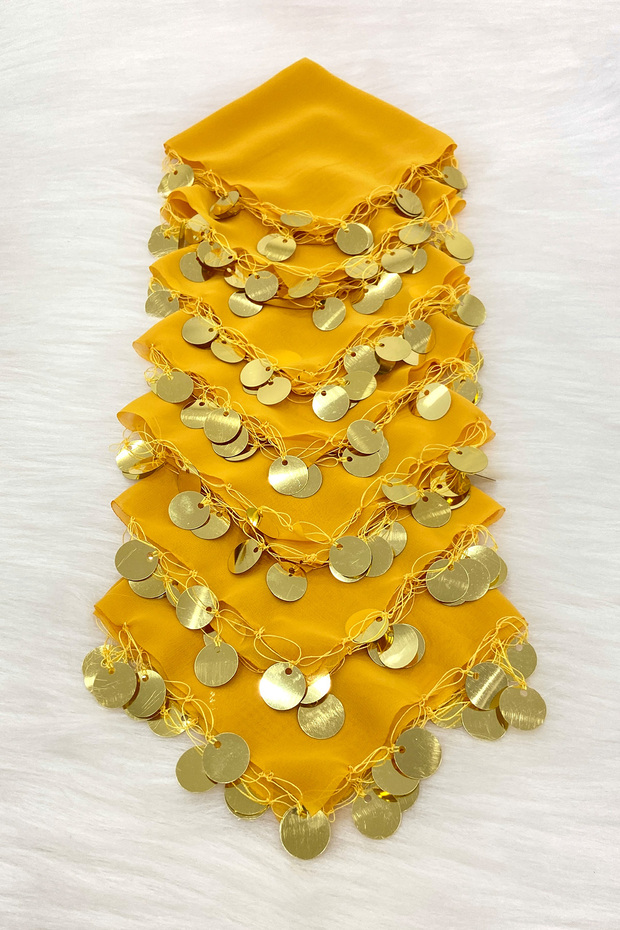Yellow Gold Chiffon Halay Handkerchief 10 Pieces, Bride Groom Wedding Henna Circumcision Engagement Bride