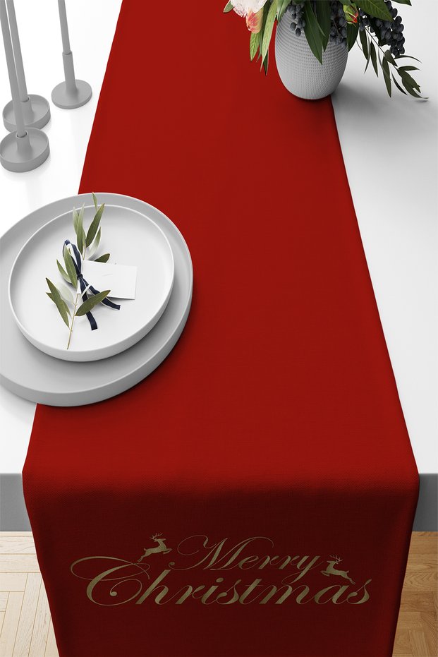 Red New Year New Year Christmas Christmas Runner Table Cloth 40X140Cm Rnr644