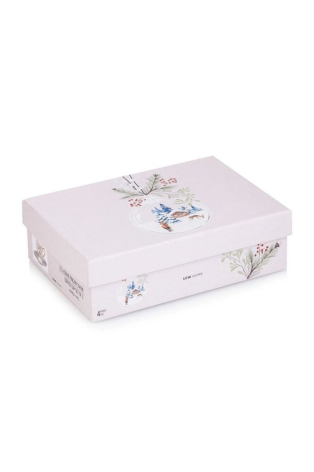 LCW HOME Ekru Baskılı 2 Kişilik Porselen Kahve Fincan Takımı 90 Ml - 5