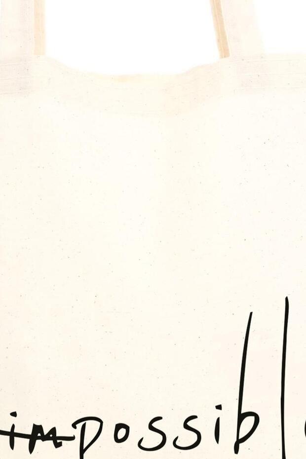 Impossible Baskılı Ham Bez Çanta - 7