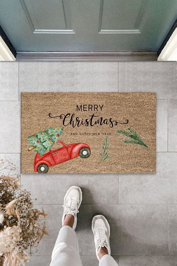 Modern Dijital Baskı Christmas, Yılbaşı, Yeni Yıl Paspas ve Kapı süsü - Kapi onu Paspasi - 3