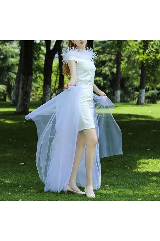 High Waist Detachable Multi-Purpose Combination Complementary 4 Layer Half Tulle Skirt