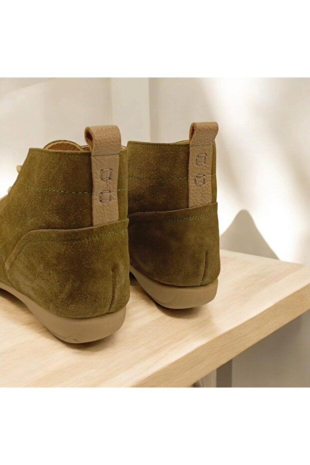 Paris Haki Süet Bağcıklı Kadın Bootie - 2