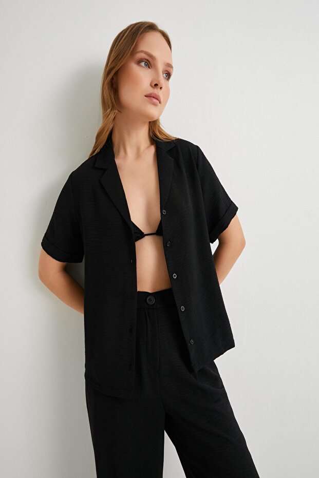 Women's Black Shirt 4Sak60018Pw