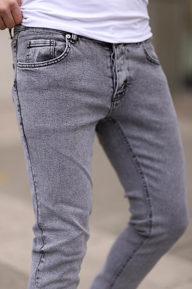 Gri Skinny Tırnaklı Jeans Kot Pantolon TMNAW25JE00013 - 4