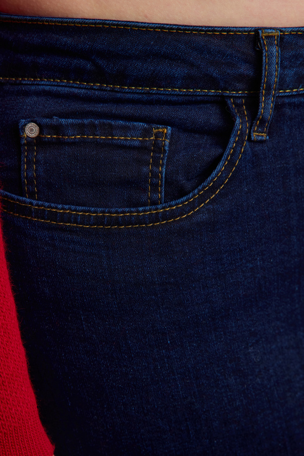 Tmavě modré elastické džíny skinny s vysokým pasem velikosti plus TBBSS22JE0075 - 4