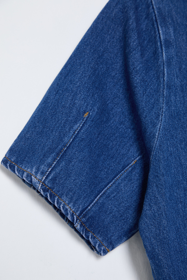 Mavi Dikiş Detaylı Volanlı Denim Bluz TWOSS25BZ00001 - 9