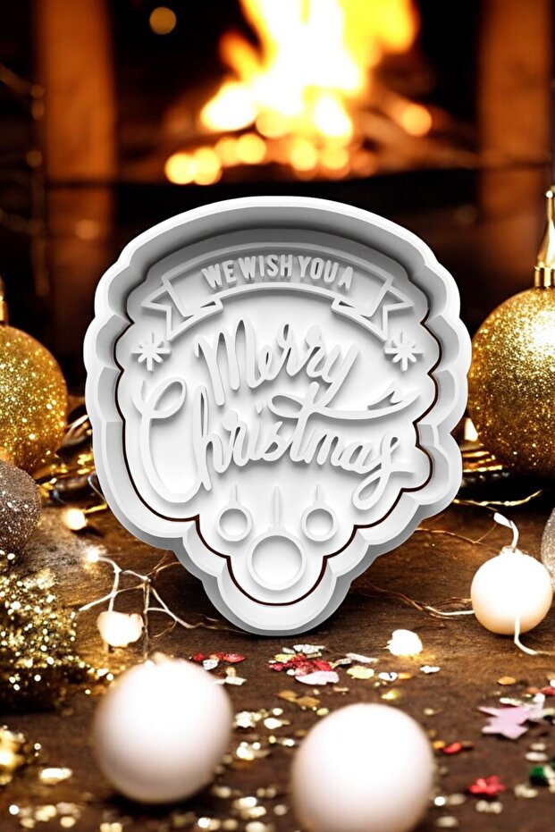 New Year's Cookie Mold and Candy Plasticine Mold with Writing Merry Christmas