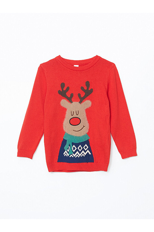 Crew Neck Long Sleeve Christmas Themed Baby Boy Sweater (W4)