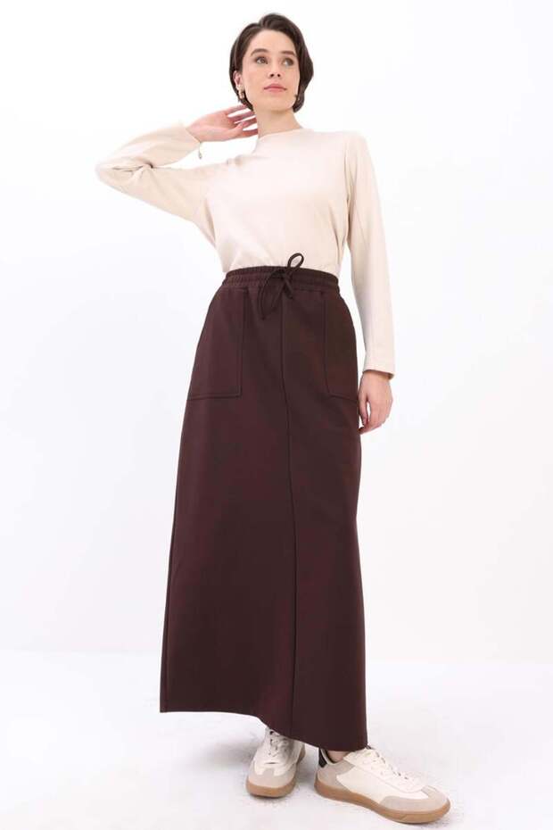 Coffee-Two Pocket Skirt