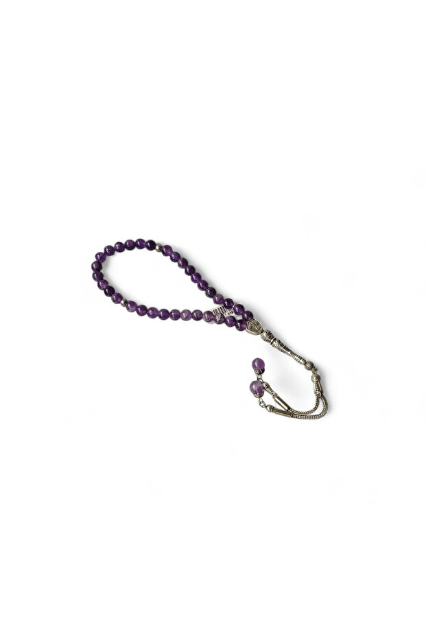 Amethyst Natural Stone Rosary with Metal Tassels